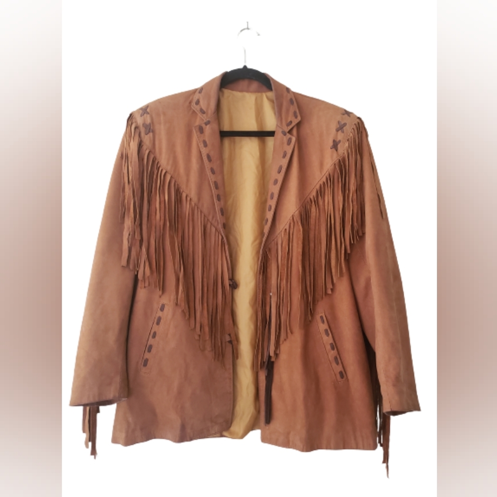 Vintage suede fringe jacket